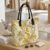  Boho Floral Canvas Tote Bag Aesthetic Vintage Printed Shoulder Handbag for Daily Use