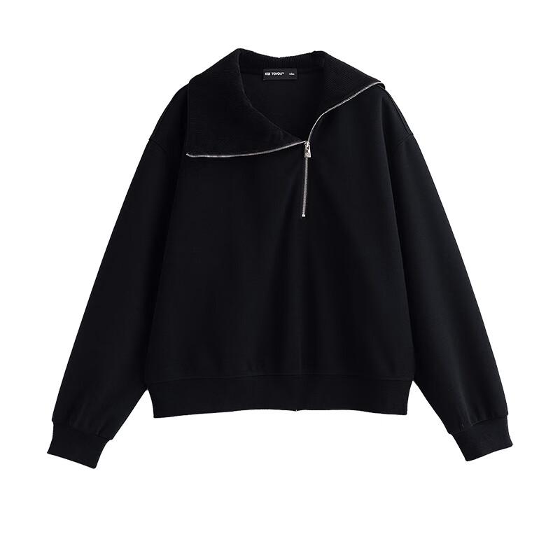 Women's Asymmetric Zipper Lapel Sweatshirt