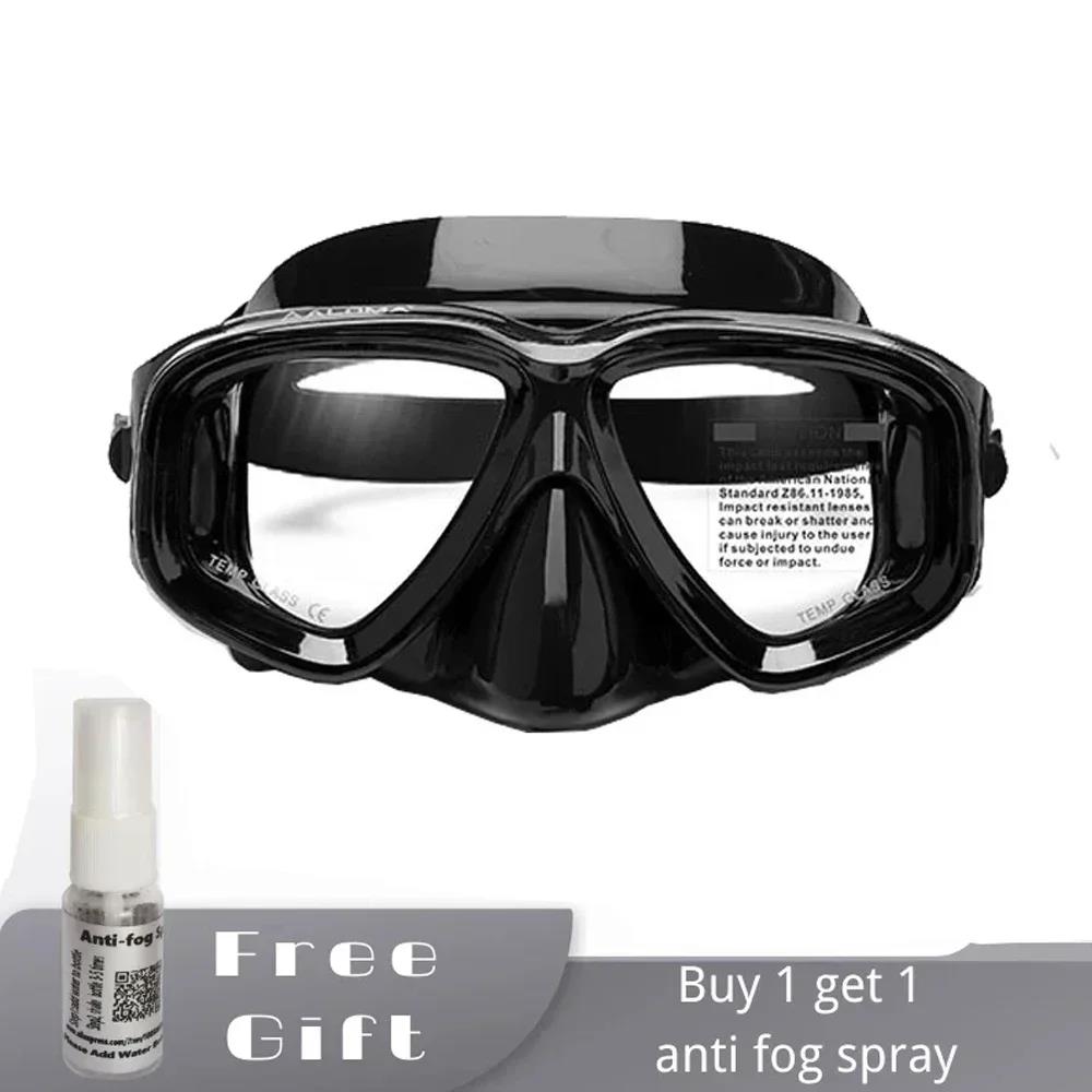 RX Prescription Optical Suba Diving Mask Myopia -1.0 to -9.0 Tempered Lens Anti-fog Free Dive Goggles Freedive 3