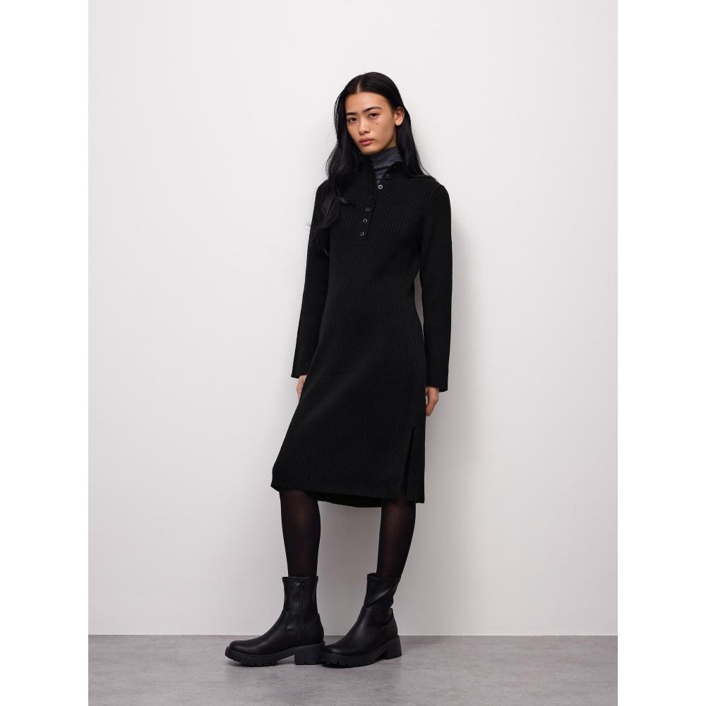 Gu By Uniqlo Rib Button Neck Dress Ul