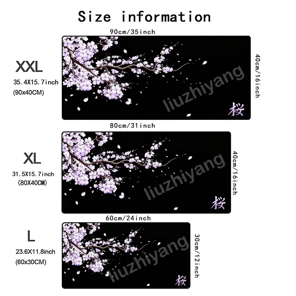 Japanese Cherry Blossom Mouse Pad Large Computer Office Game Table Mat Rubber AntiSlip Stitched Keyboard Mat 90x40 Xxl Desk Pad