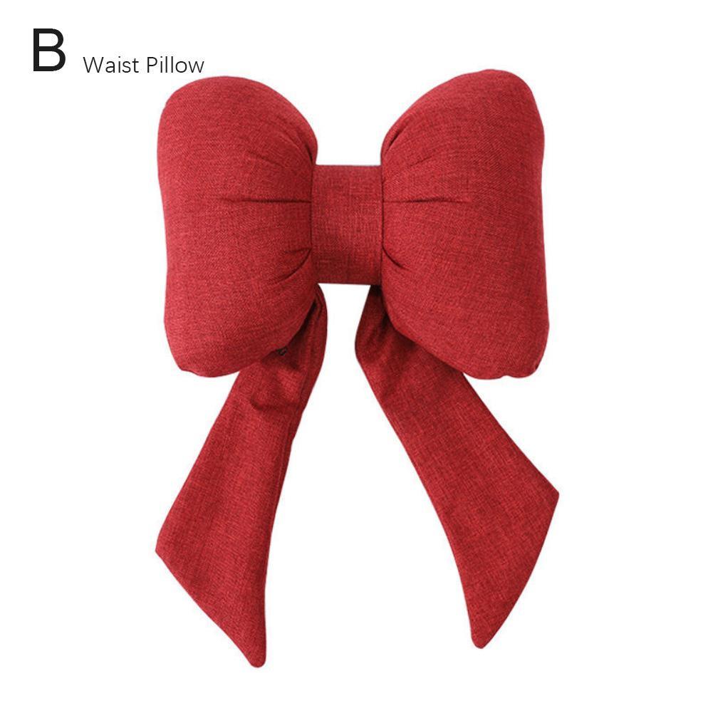 Car Seat Headrest Neck Rest Cushion Big Bowknot Streamer Shaped Neck Pillow Quick Buckle Design Ergonomic Neck Lumbar Support