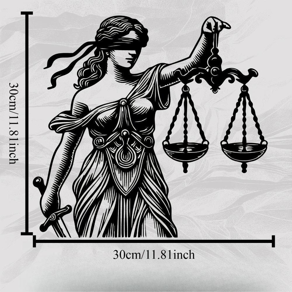 

Blindfolded Lady Justice Metal Wall Art, Weatherproof Goddess Sculpture for Lawyer Gift, Law School Graduation, Home Office Decor 12in