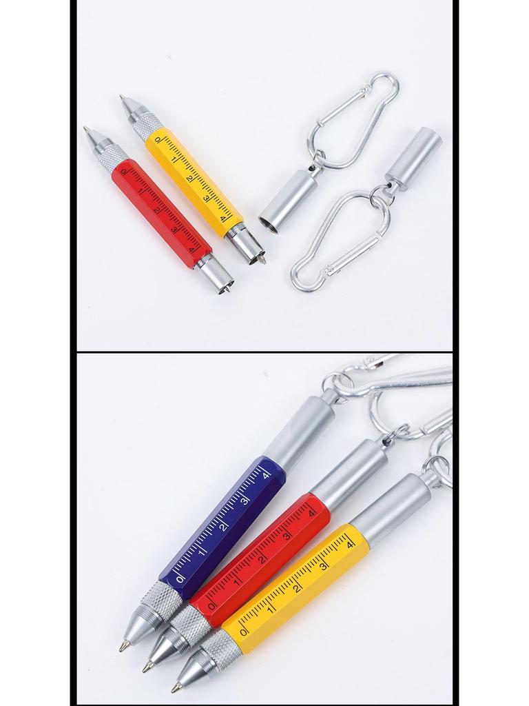 6-in-1 Multifunctional Tool Pen - Metal Ballpoint, Phillips Screwdriver, Ruler, Keychain, Customizable