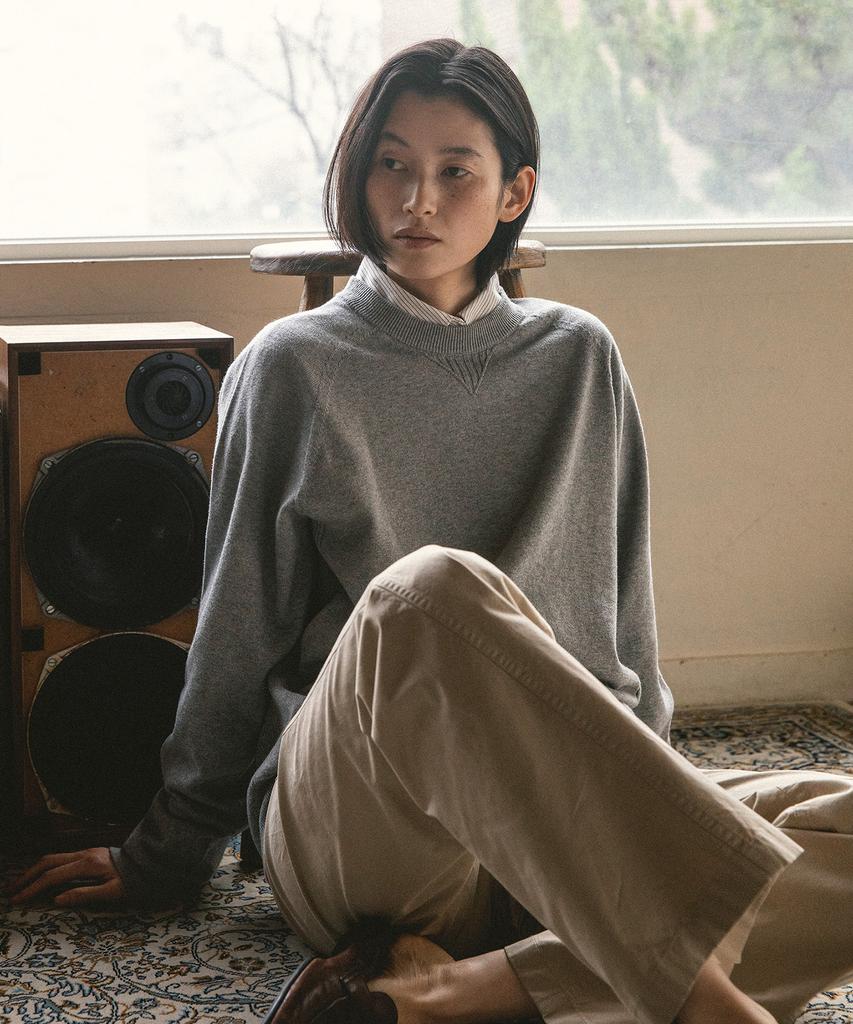 ANOTHER OFFICE WOMEN W. Whole Garment Crew-Neck Knit (Heather Gray)