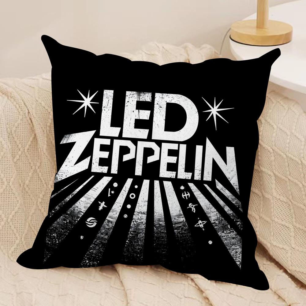 Band Lled Zzeppelin Cushion Cover Silky Short Plush Sofa Pillow Cover Hidden Zipper Soft Dustproof Case for Home Decor