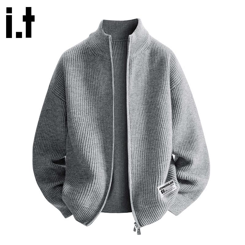 CHOCOOLATEit Men's Stand Collar Loose Knit Cardigan Sweater