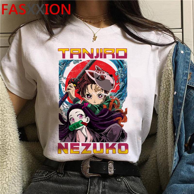 Casual Anime Demon Slayer Graphics Women Tee 90S Summer Short Sleeve O-Neck Female Tops Unisex Streetwear Y2K Clothing