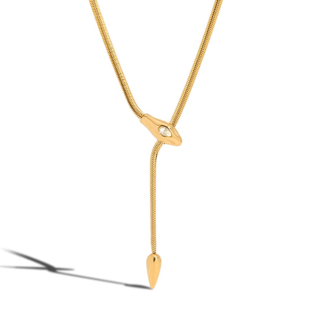 Hot Selling Jewellery Unique Snake Accessories Stainless Steel Luxury Zircon Jewelry 18K Gold Plated Stackable Dainty Necklace