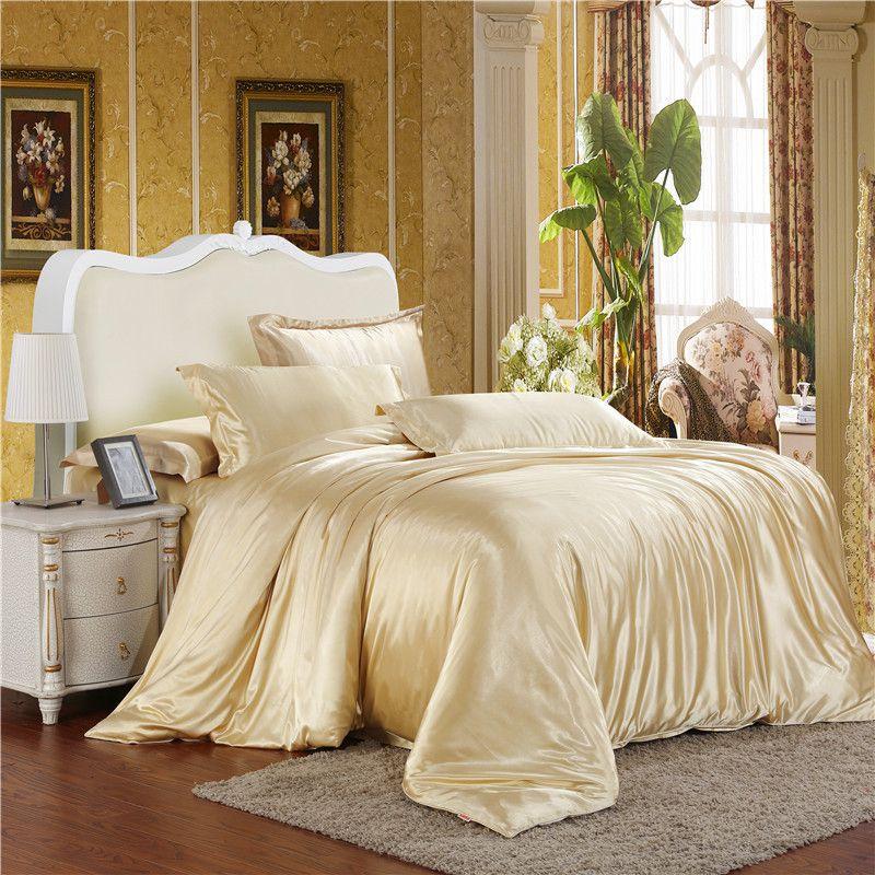 Luxurious Satin Silk Bedding Set 4pc With Comfortable Fitted Sheet And Pillow Case