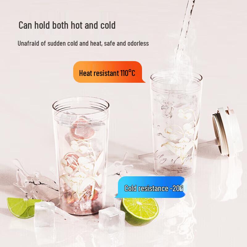 Geminy Lily of the Valley Dual-Drink Plastic Straw Cup