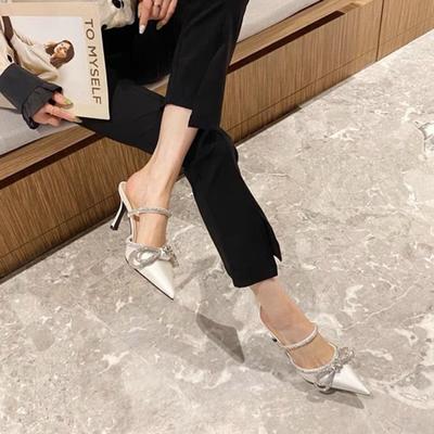 Damen High Heels Mode Pantoletten Spitzschuh Damen Hausschuhe 2024 Neuheiten Weibliche High Heels Strass Stilettos Zapatos