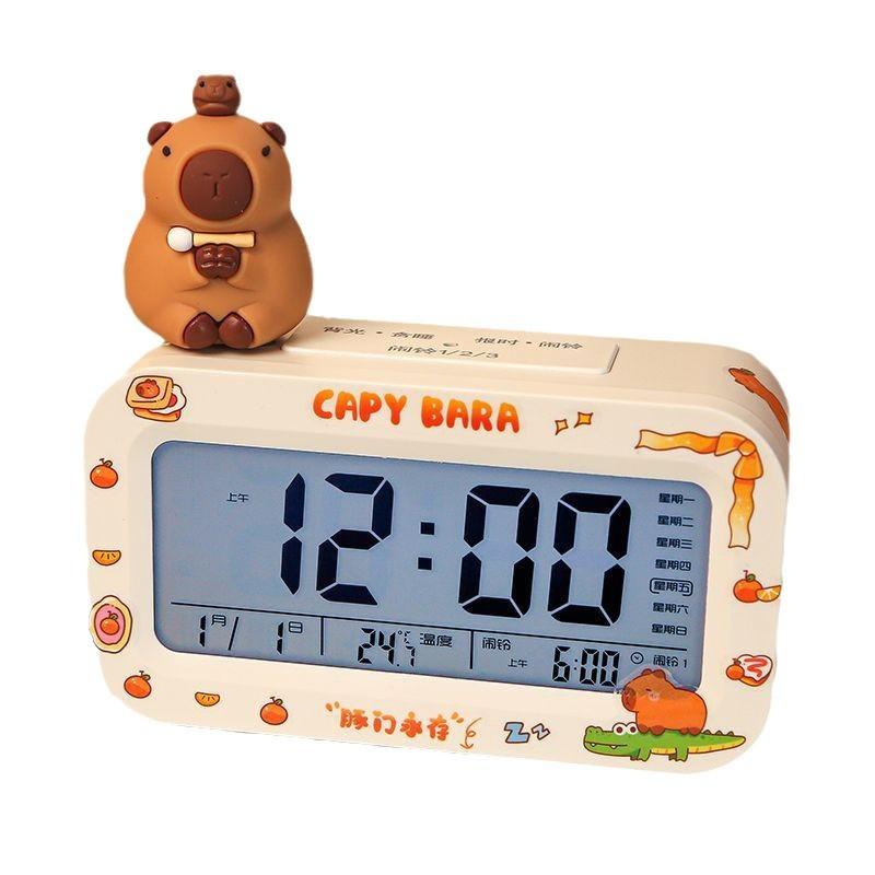 Kapibara Electronic Alarm Clock Student Luminous Alarm Creative Simple Charging Multifunctional Silent Bedroom Ornament Clock
