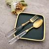 4Piece Gold Stainless Steel Flatware Set with Clear Acrylic Handle Matte Eating Utensils Dishwasher Safe