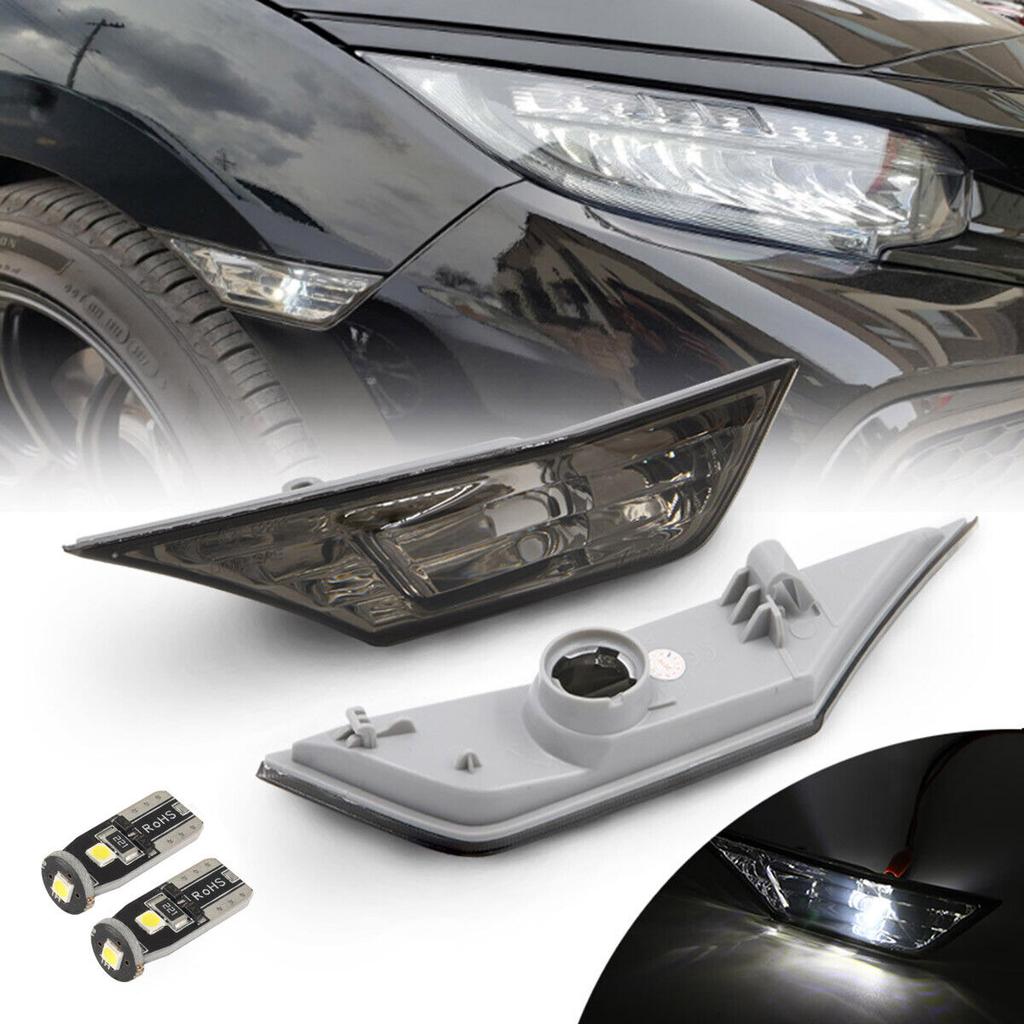 2pcs Car Turn Signal Light For Honda Civic 2016-2026 IP68 Waterproof Turn Signal Width Light Modified Black With LED Bulb