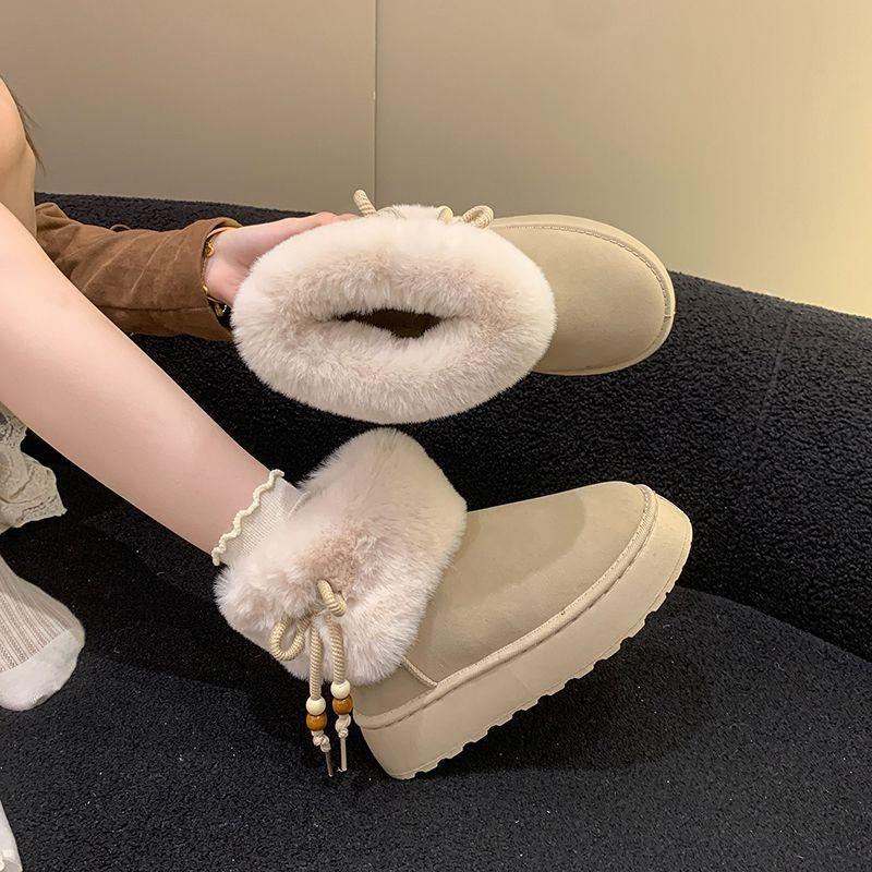 2025 Autumn and Winter New Mao Mao Snow Boots Women's Short Tube Cute Muffin Thick Bottom Piled Thickened Warm Short Tube Boots