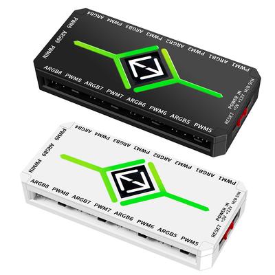 1 To 9 3 In 1 4 Pin PWM Magnetic Suction Hub SATA Power Supply PWM ARGB Fan Hub PWM & ARGB Hub Splitter for Computer PC Case Fan
