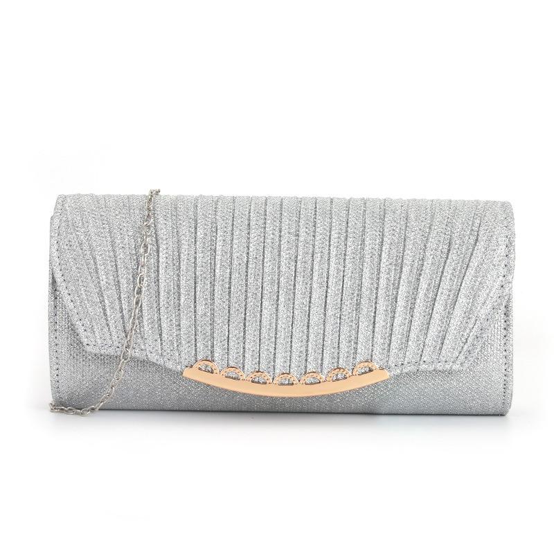Dámská taška na večeři Řetízkový popruh Crossbody vráska Party Večerní taška na líčení Šití Svatební kabelka