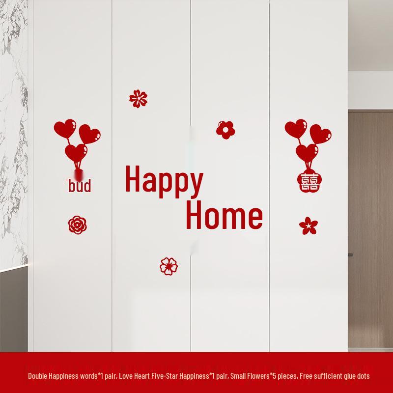 Wedding Room & Wardrobe Decor Set: Groom's Bedroom Double Happiness Stickers
