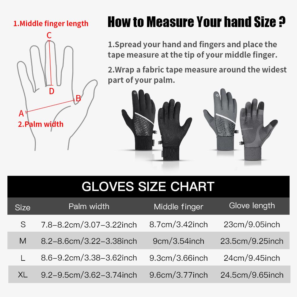 Guantes de invierno cálidos con pantalla táctil, guantes de bicicleta de dedos completos, impermeables, antideslizantes, transpirables, guantes deportivos para motocicleta