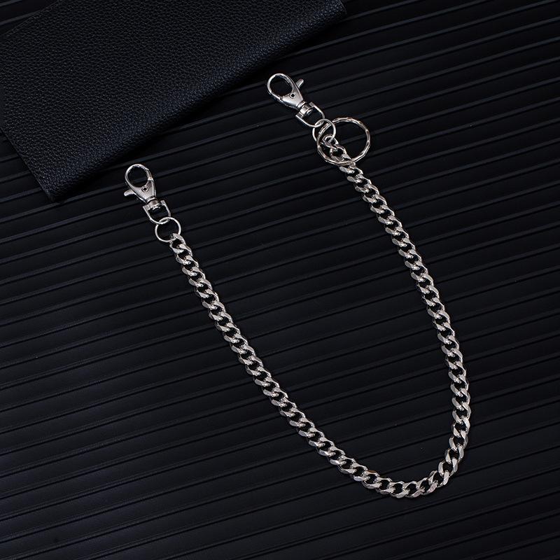 American Retro Bright Silver Metal Single Layer Jeans Chain Hip Hop Punk Style Waist Chain Men And Women Trendy Cool Personality Waist Accessories