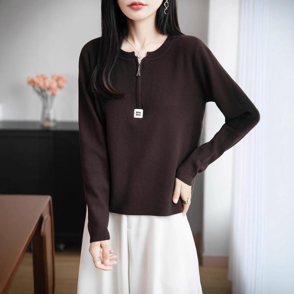 DAFIFY Damenmode, lässig, Herbst/Winter, einfarbig, mit Druck, lange Ärmel, O-Ausschnitt