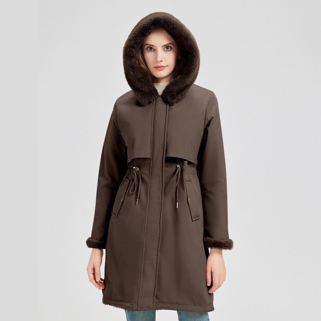 Double-sided Pie Overcomes Long Winter New Waist Cotton-padded Jacket with Velvet Cotton-padded Jacket