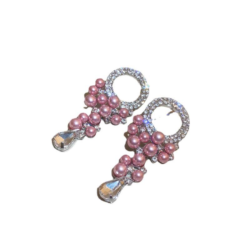 French Retro Luxury Silver Pearl Tassel Stud Earrings - Elegant and Versatile for Women