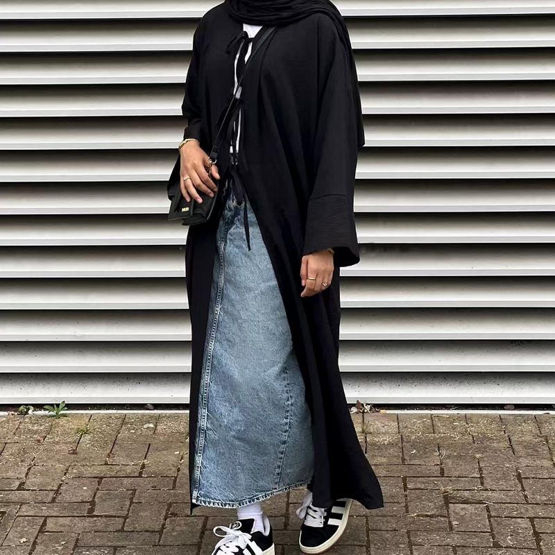 New Arrival Middle East Dubai Party Waist-Controlled Lace-up Cardigan Dress Cardigan Lace up Dress
