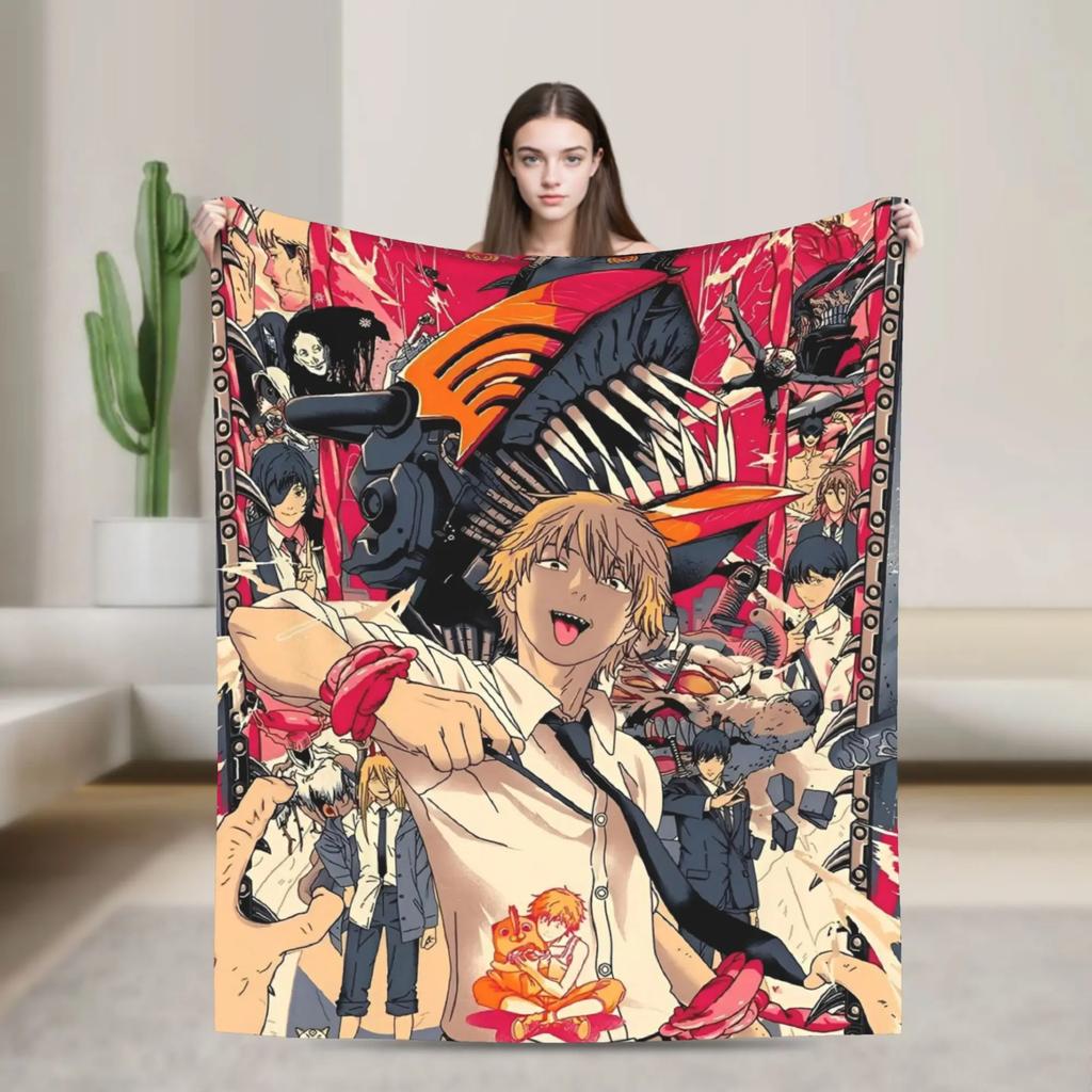 ChainsawsMan Reze Fleece Blanket Soft Warm Anime Movie Throw Blanket for Home Living Room Dorm Gift