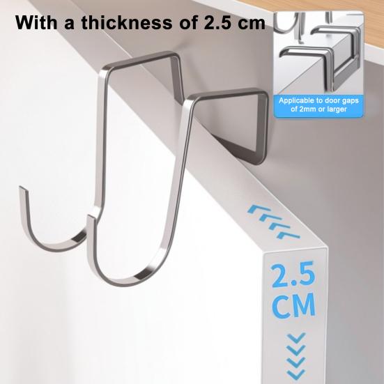 2/5Pcs Clothes Towel Hangers Over-Cabinet Hooks Strong Load-bearing Simple Installation Closet Wardrobe Door Hanging Hooks