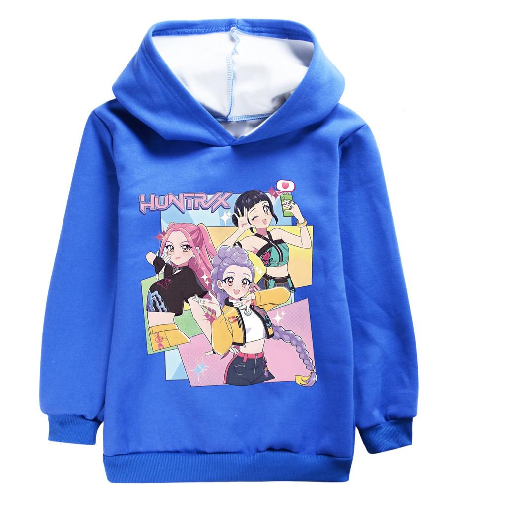 4975 Kids Girls Kpop Rumi Zoey Mira Print Casual Long Sleeves Thick Velvet Warm Hoodie