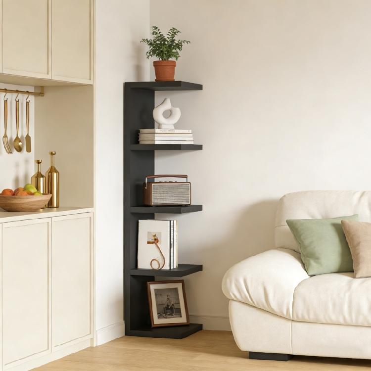 Set di mensole da parete moderne in PVC a 5 livelli, soluzione di stoccaggio flessibile per qualsiasi stile di stanza