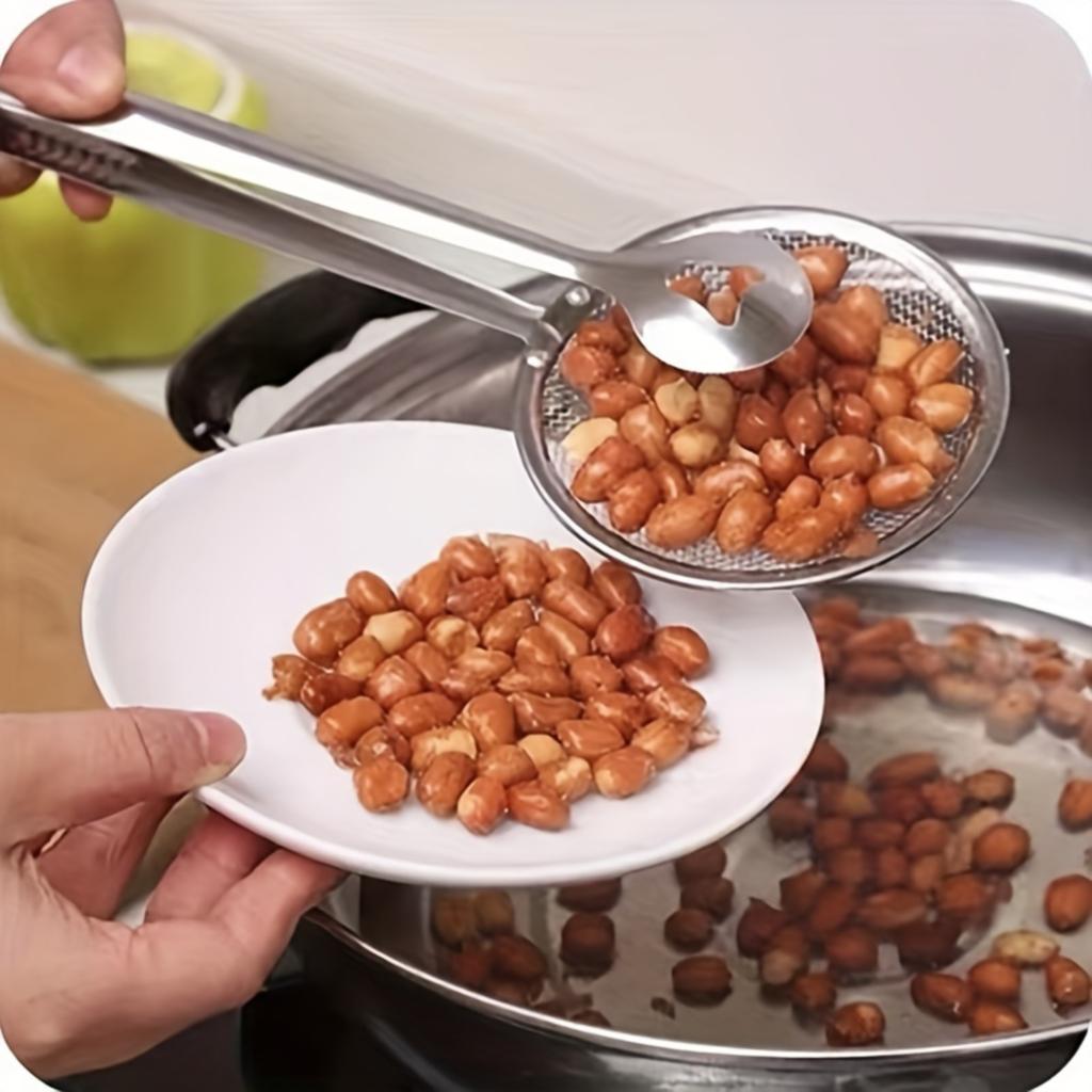 Frying Clip Oil Filter Clip Oil Scoop Oil Draining Stainless Steel Food Clip