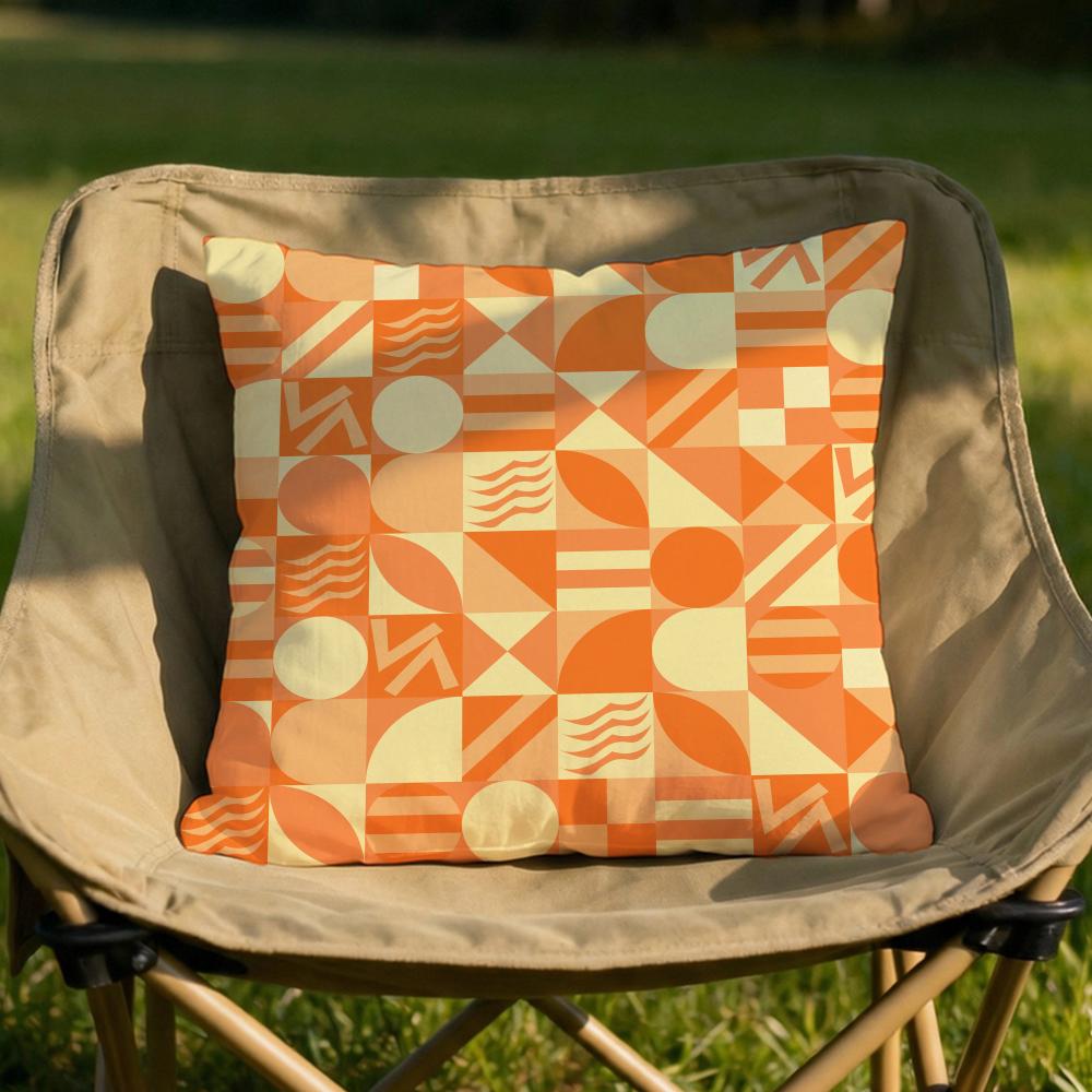 Orange Geometric Cushion Cover Soft Reversible Durable Pillow Cover MultiScene Use for Home Car Daily Comfort