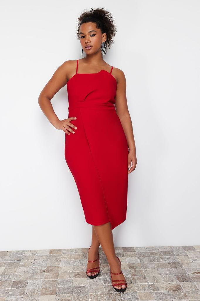 Women's Style Plus Size Black Fitted Asymmetrical Cut Woven Dress