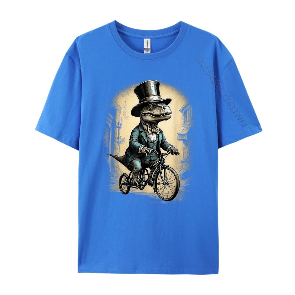 Vintage Dinosaur Trex Riding Bike Funny Dino Lover Sports T Shirt Men Men Long Sleeve Tee Mothers Day