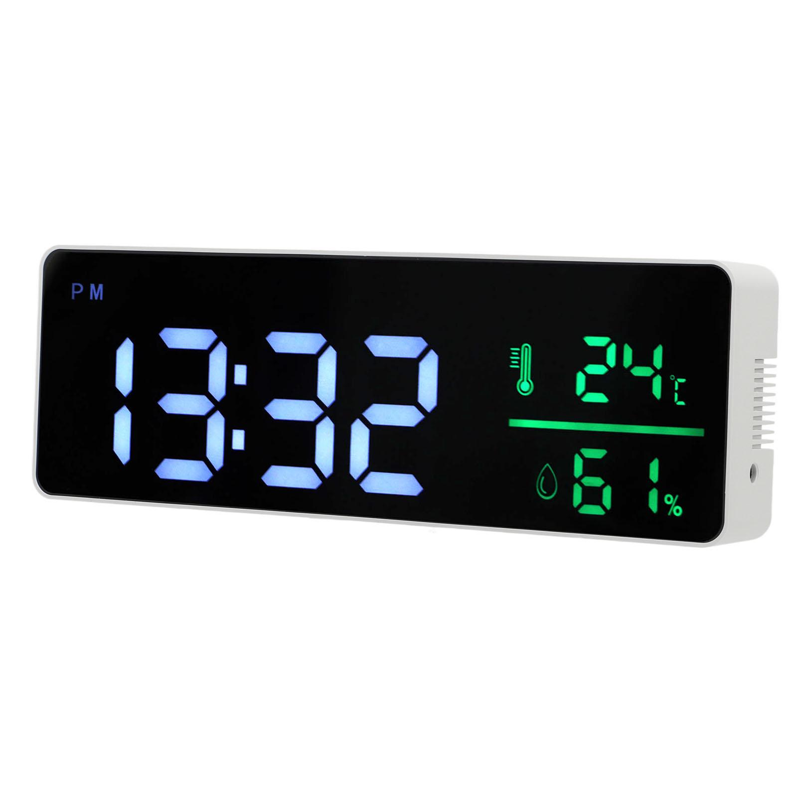 Цифровой будильник Светодиодный цветной дисплей Настенные электронные часы-будильник с отображением температуры и влажности