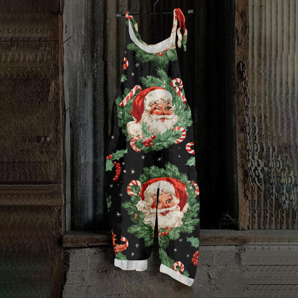 Women's Jumpsuit Halloween Print  Casual Loose Vintage Shoulder Strap Cotton Linen