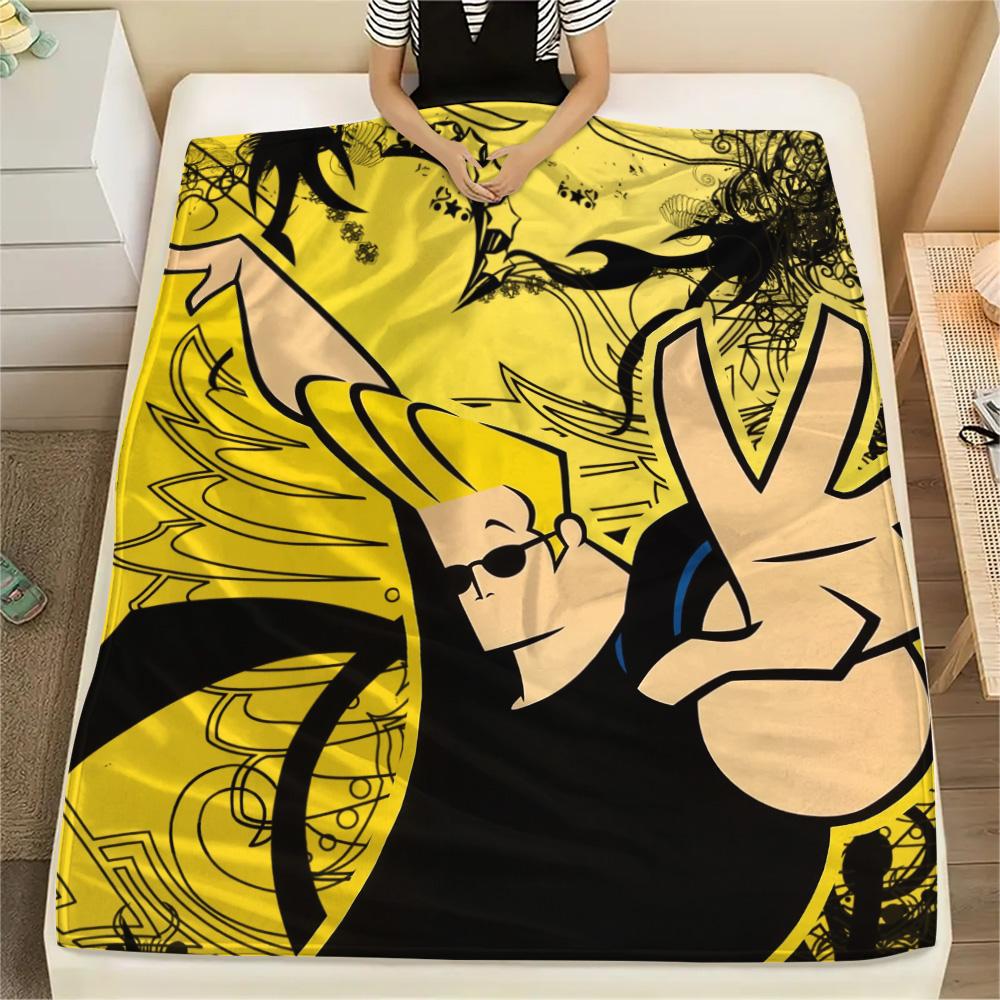 Coperta in Flanella con Stampa di Johnny Bravo, Alta qualità, Confortevole per Tutte le Stagioni, Arredamento per la Casa, Calore e Comfort