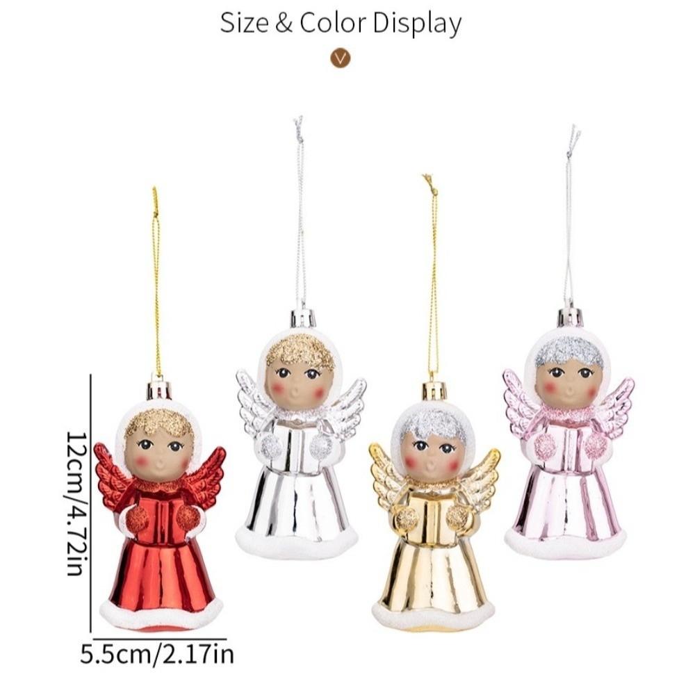 Glitter Detail Angel Doll Pendant Plastic Angel Hanging Decor Christmas Tree Decor