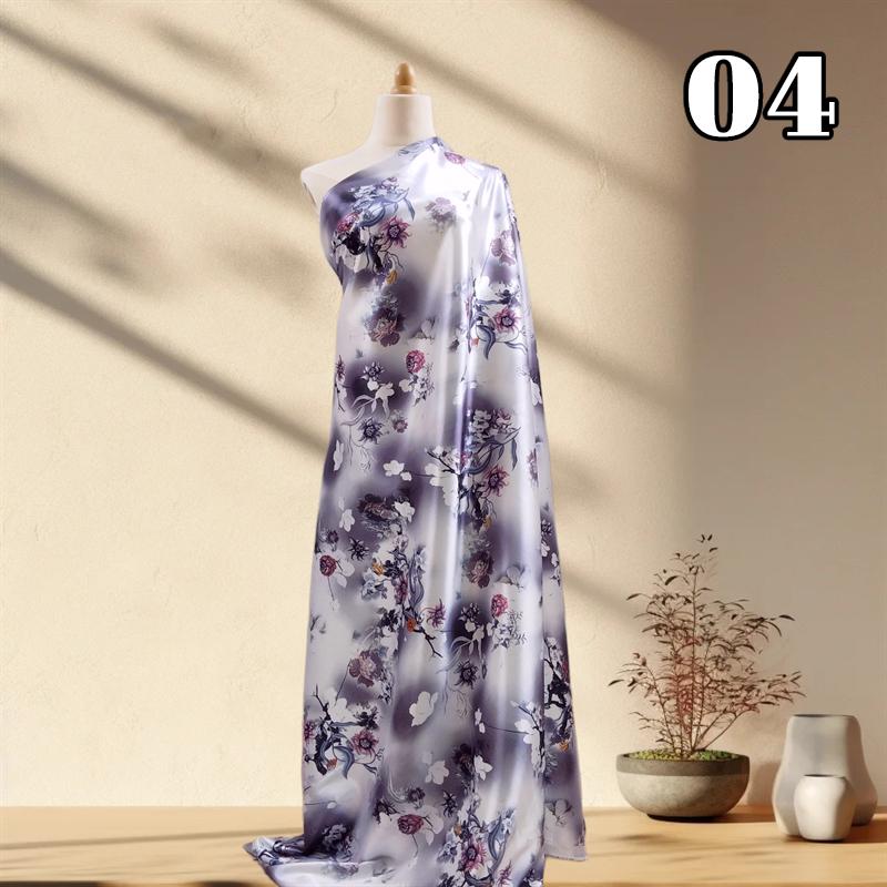 50x150cm Printed Cheongsam Satin Fabric Dress Pajamas Chinese Ancient Style Hanfu Clothing Simulation Silk Satin DIY Fabric