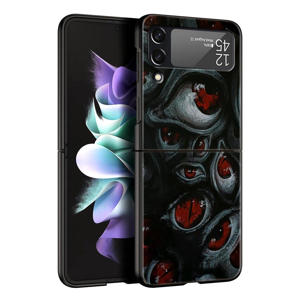 

Spooky Scary Red Eye Hard PC Phone Case For Samsung Galaxy Z Flip 7 6 5 4 Black Cover For Galaxy Z Flip 3 Foldable Shell Fundas Z Flip 4