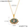 Bohemian Devil's Eye Pendant Necklace in Enamel & Titanium Steel with Rhinestones for Women