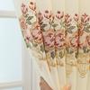 Modern Embroidered Floral Pattern Sheer Curtains, Machine Washable Polyester Mesh Drapes for Living Room Bedroom