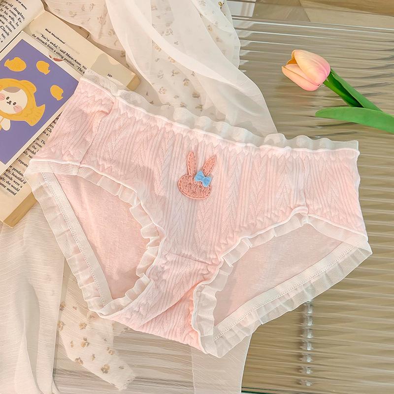 7A Antibacterial Cotton Panties for Girls - Cute, Sweet, Mid-Waist, Breathable, Japanese Style Briefs.