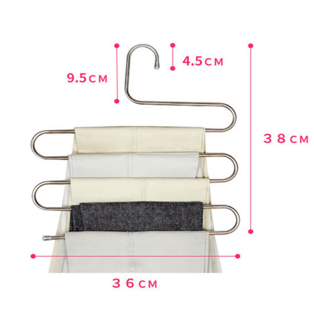 MultiFunctional Stainless Steel Trouser Hanger 5 Layers Pant Storage Cloth Rack S-type Non-slip Drying Rack Bathroom Organizer