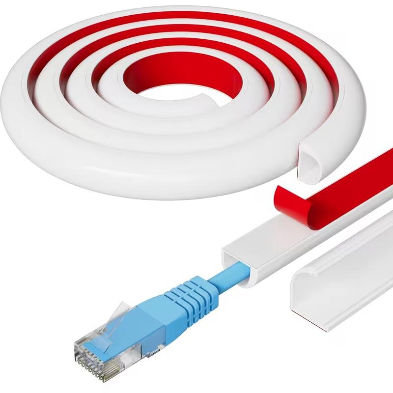 

1PC 1/2/3meters Flexible Floor Cable Cover Cord Self-Adhesive All Cord Hider Internet Wire Duct Duct Slot Cable Manage 1m білий
