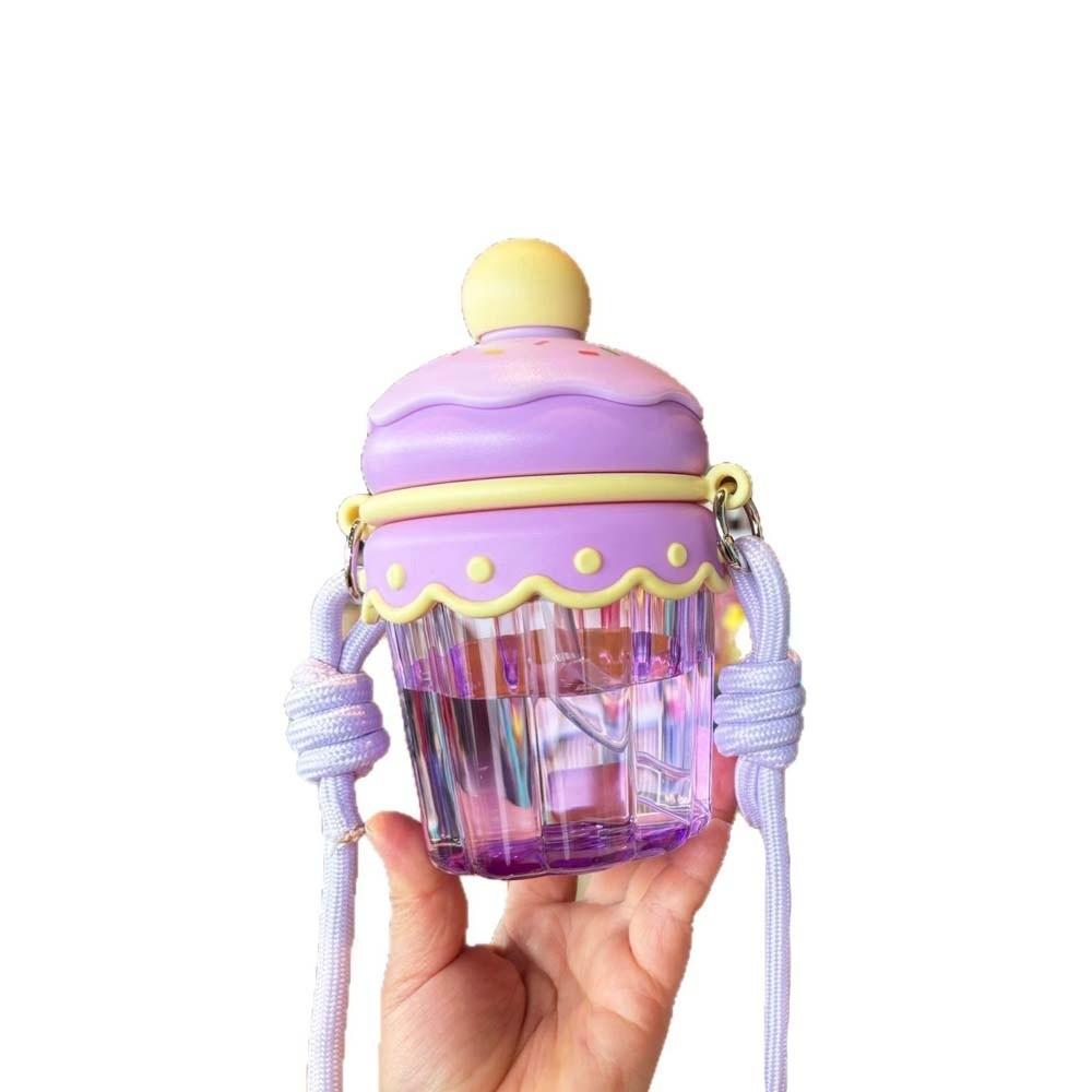 Transparent Suction Cup with Lid and Straw Water Bottle Cute Cake Smoothie Cup Clear Tumbler  Kids