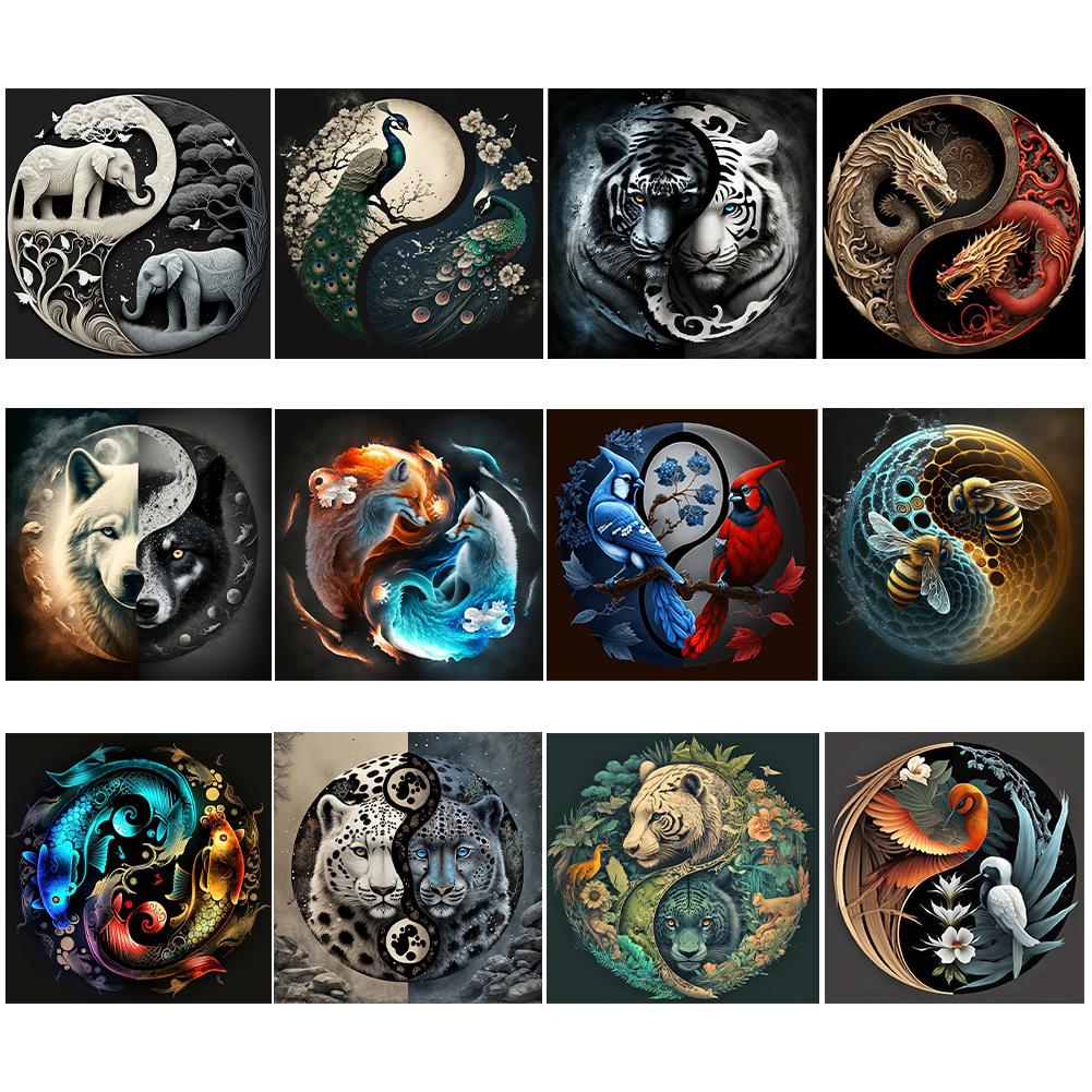 5D DIY Full Round Drill Diamond Painting Tai Chi Animal Kit Decoration Art Craft